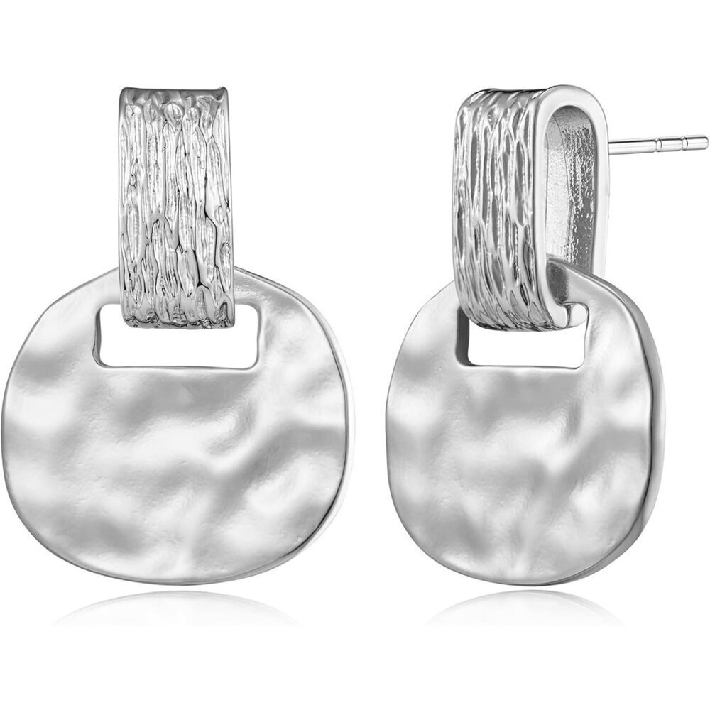 👉 925 Sterling Silver Hammered Statement Finish Dangle Drop Earrings for Women